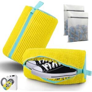 Shoe Washing Machine Bag 4 Pack | Sneaker Cleaner YKK Zipper Chenille Deep Clean